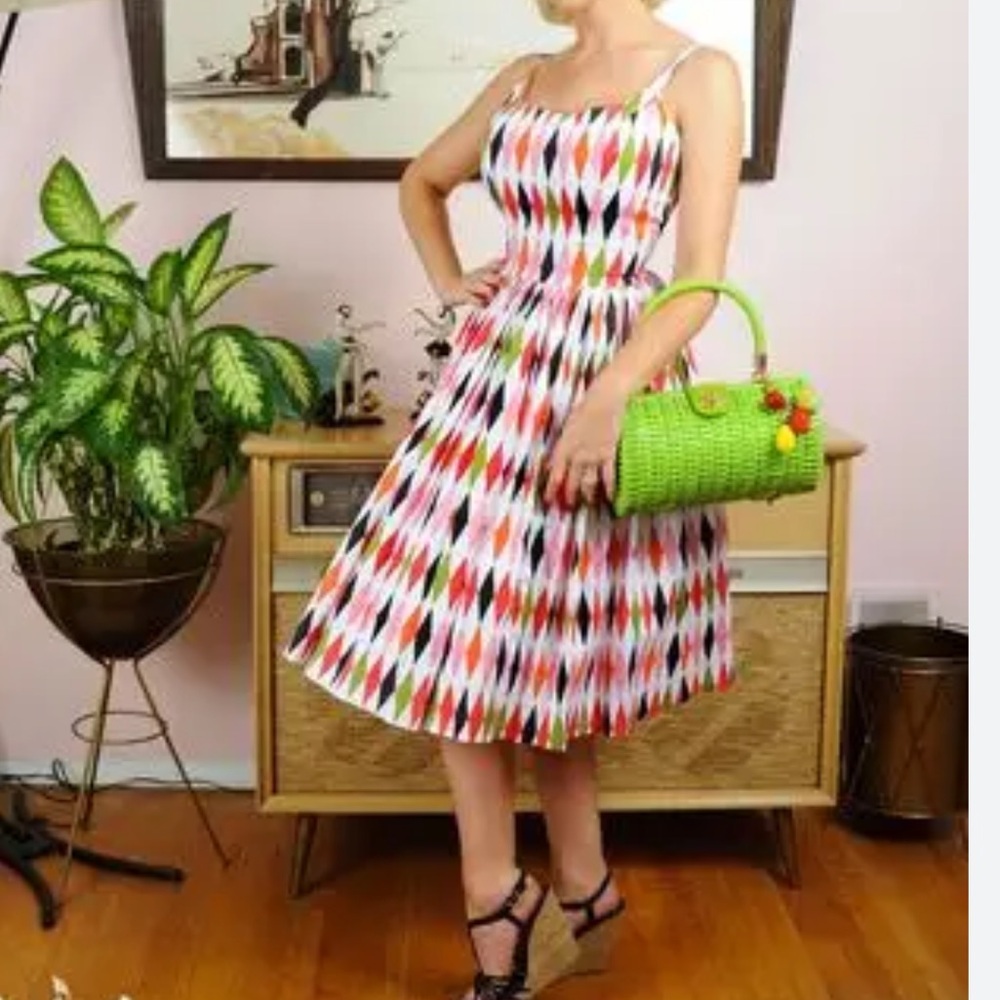 Pinup Couture Harlequin Geometric Patterned Dress - Picture 2 of 14